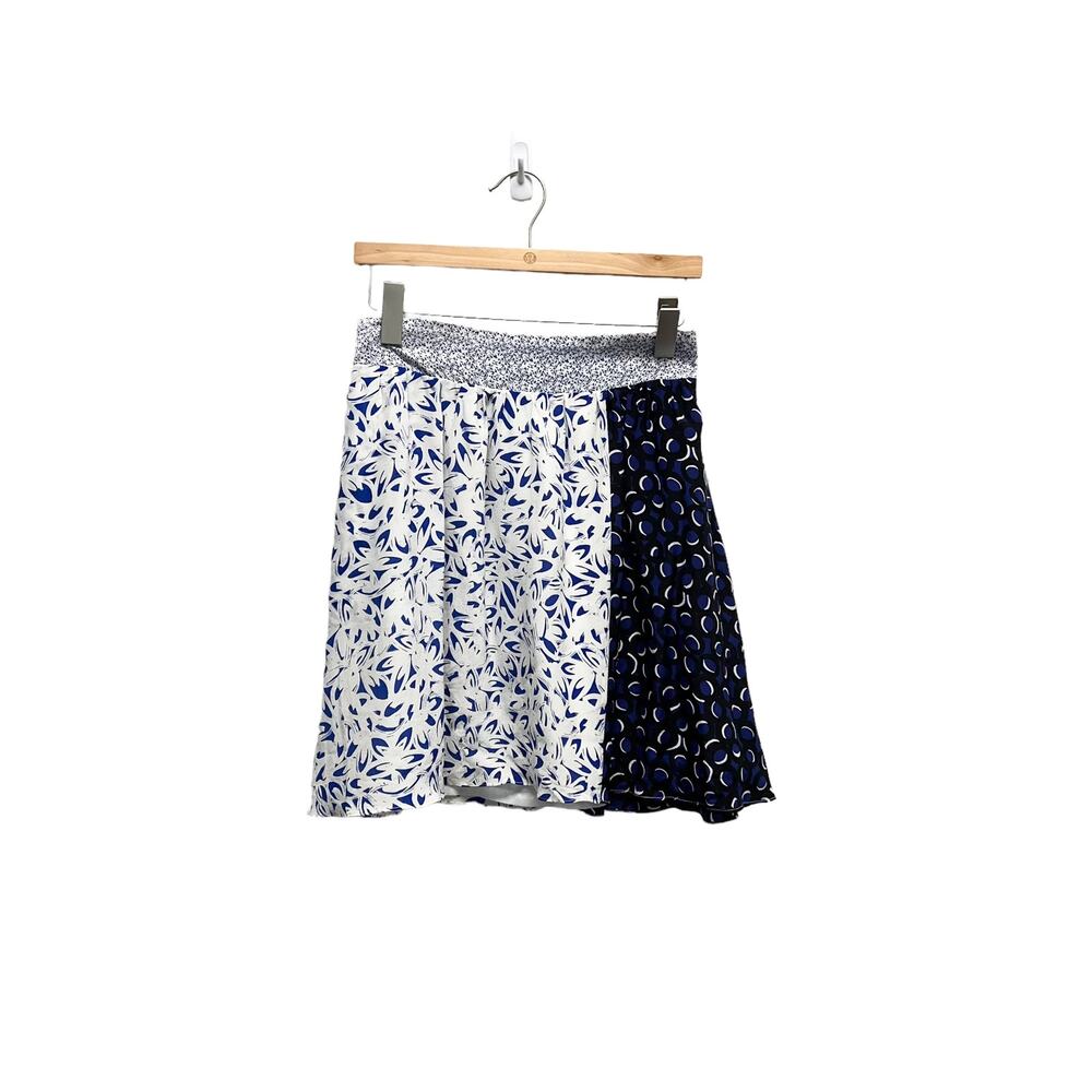 Maeve‎ Carrizo Patterned Silk Mini Skirt White Blue